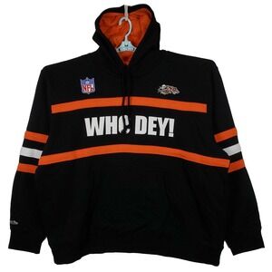 Cincinnati Bengals Mitchell‎ & Ness NFL 5XL XXXXXL Hoodie Black Orange NWT